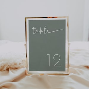 Wedding Table Numbers Template, INSTANT DOWNLOAD Editable, Sage Green Table Numbers, Reception Table Numbers, Printable Wedding Sign WR007