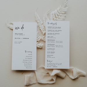 Minimalist Church Wedding Program Template: Editable Order of Events (Digital Download)