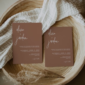Terracotta Wedding Invitation Template, Minimalist Wedding Invite, Editable Boho Wedding Invite, Instant Download, Templett, WR011