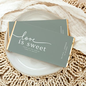 Candy Bar Wrapper Template, Sage Green, Instant Download, Editable, Chocolate Wrapper, Wedding Favor Labels, Hershey & Aldi Bars WR007