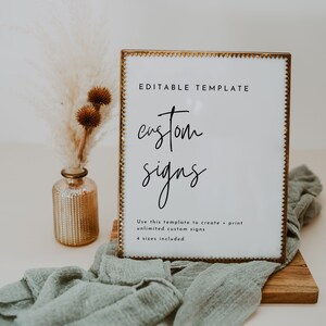 Customizable Wedding Sign Template, Editable Custom Signs Wedding Printable, Instant Download, Minimalist Wedding Sign, Modern Sign WR010