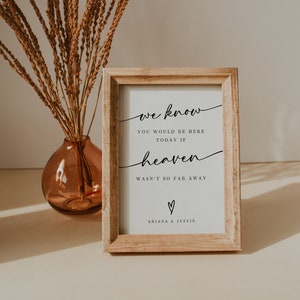 We Know You Would Be Here Today Wedding Sign Template, Memorial Wedding Sign, In Loving Memory Sign, Modern Minimalist Editable Sign, WR016