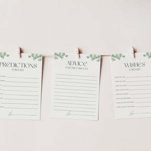 Eucalyptus Baby Shower Predictions INSTANT DOWNLOAD Editable Template, Baby Shower Wishes, Advice Card, Greenery, Gender Neutral WRB5