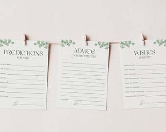 Eucalyptus Baby Shower Games: Predictions, Advice, Wishes (Digital Download)