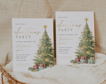 Christmas Invitation, Editable Template, Holiday Party Invite, Christmas Tree Party Invitation, Templett, XMAS1