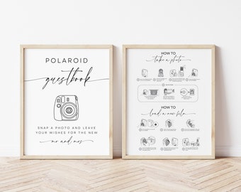 Wedding Instax Mini Polaroid Guestbook Signs, Editable Template, Instax Instructions, Photo Guestbook, Load New Film Sign, WR015