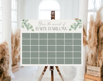 Calendario de eucalipto para baby shower: Adivina la fecha de llegada (Descarga digital)
