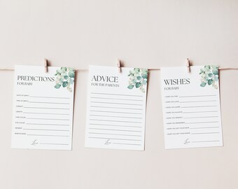 Eucalyptus Baby Shower Advice & Predictions Cards (Digital Download)