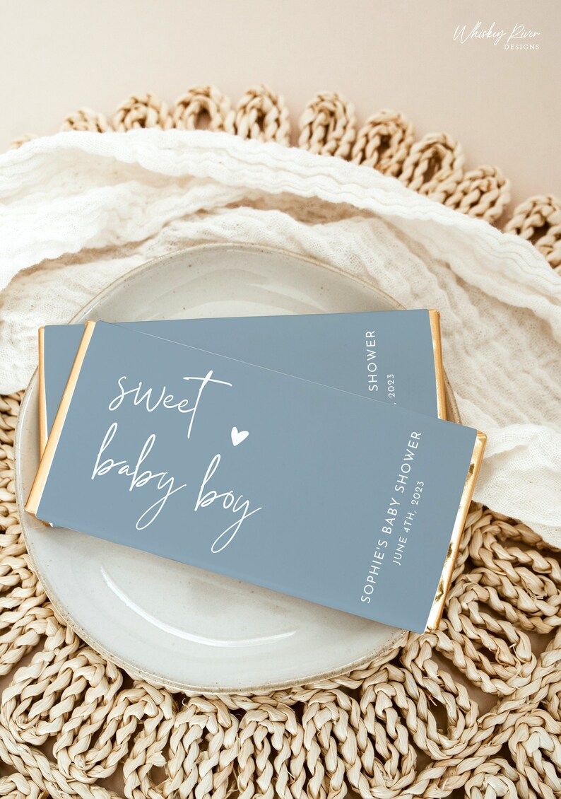 Blue Baby Shower Candy Bar Wrapper Editable Template - Etsy