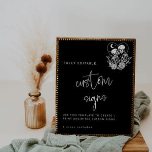 Gothic Custom Sign Decorator, benutzerdefinierte Vorlage, Til Death Do Us Part Anpassbare Schilder, Tarot Karte Die Liebenden druckbare Schild, WR019