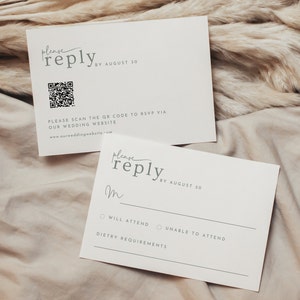 Wedding Rsvp QR Code Template INSTANT DOWNLOAD, Editable, Modern Online Reply Card, Sage Green Postcard, Minimalist Wedding Printable WR007