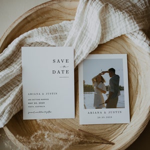 Wedding Save The Date Template With Photo, Editable, Instant Download, Wedding Announcement, Minimal Wedding, WR016
