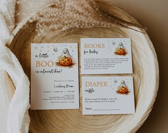 Halloween Baby Shower Invitation Bundle: Ghost & Pumpkin (Editable Template, Digital Download)