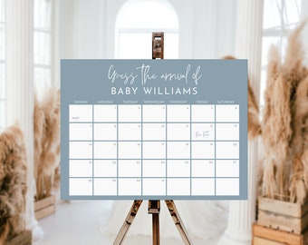 Baby Due Date Calendar: Minimalist Baby Shower Game (Editable Template)