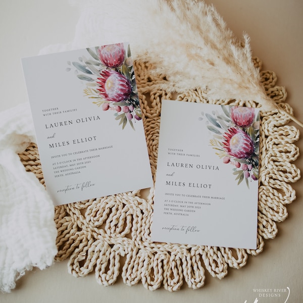 Faire-part de mariage bohème : verdure indigène, modèle modifiable (téléchargement numérique)