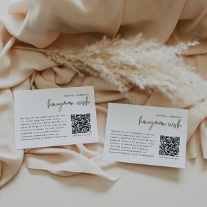 Wedding Wishing Well Card Template With QR Code, Minimalist Wedding Wishing Well, Instant Download, Honeymoon Fund Invite Insert, WR010 image 2