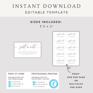 A Note on Gifts, Printable Enclosure Card, Editable Template, Wedding ...