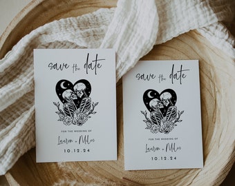Gothic Tarot Save The Date: Skeleton Lovers, Editable Template (Digital Download)