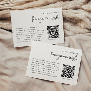 Wedding Wishing Well Card Template With QR Code, Minimalist Wedding Wishing Well, Instant Download, Honeymoon Fund Invite Insert, WR010 image 5