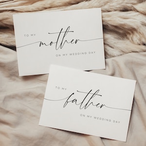 Ensemble de modèles de cartes pliées Pour mon père et ma mère le jour de mon mariage, carte à imprimer pour mes parents, note pour la famille, WR015