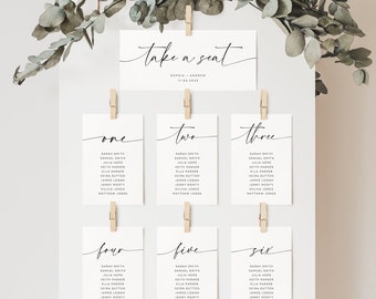 Minimalist Wedding Seating Chart Cards: Editable Template (Digital Download)