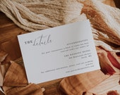 Minimalist Wedding Details Card: Classic Invitation Insert (Editable Template)