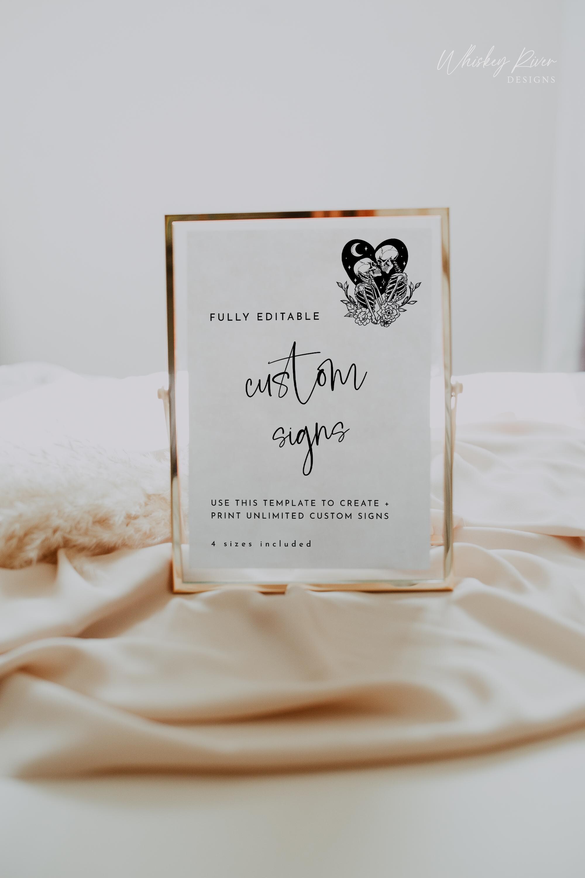 Gothic Custom Sign Creator, Editable Template, Til Death Do Us Part Customisable Signs, Tarot Card The Lovers Printable Sign, WR019