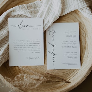 Wedding Itinerary Card and Itinerary, Editable Template, Weekend Events Timeline Card, Welcome Card, WR015