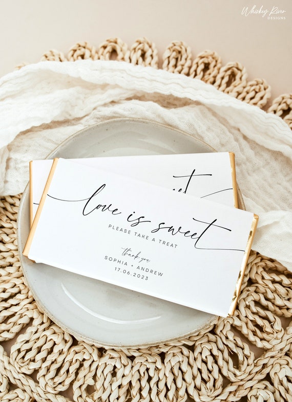 Editable Wedding Favor Candy Bar Wrapper Template (Digital Download)
