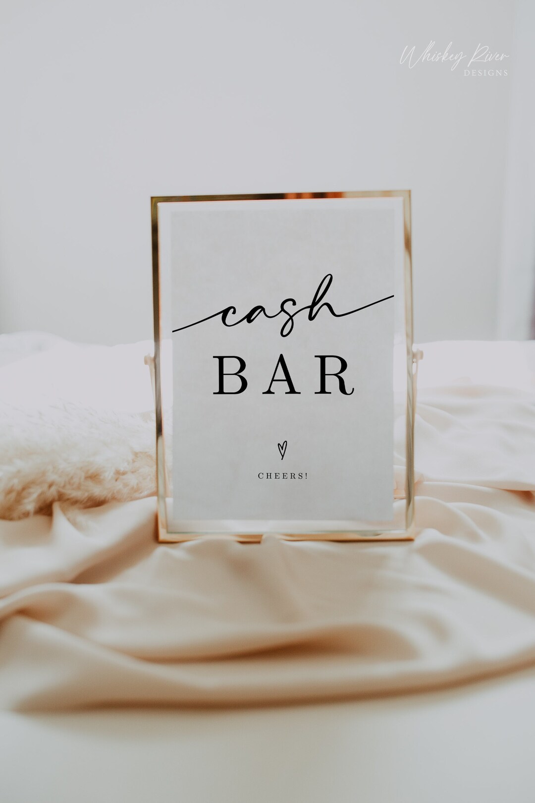 Cash Bar Wedding Sign Template, Instant Download, Editable, Minimalist