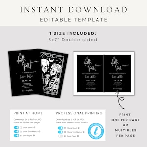 Gothic Wedding Invitation: The Lovers Tarot, Halloween Printable (Editable Template) image 5