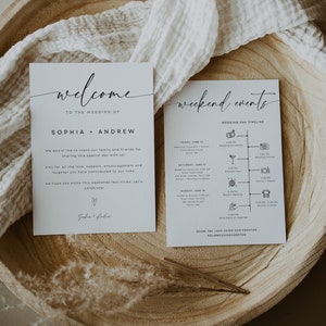 Wedding Welcome Letter & Timeline Card, Editable Template, Weekend Events Itinerary Card, Wedding Welcome Bag, Wedding Thank You Note, WR015