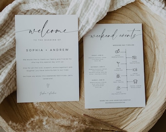 Wedding Welcome Letter & Weekend Itinerary Card: Editable Template (Digital Download)