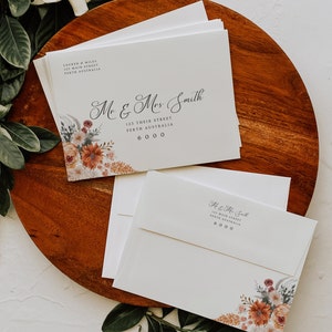 Printable Wedding Return Address Envelopes INSTANT DOWNLOAD, Editable, Boho Floral Wedding Invitation Envelope Reply Address, C5 A7 A1 WR022