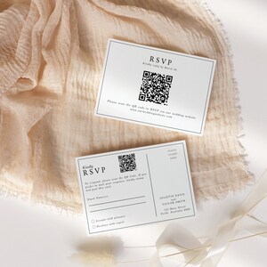 Hochzeit Rsvp QR Code INSTANT DOWNLOAD, bearbeitbare Vorlage, Minimal Moderne Online-Antwortkarte, Minimalist, Rsvp Postkarte, Printable Diy WR017