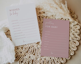 Pink Baby Shower Advice & Predictions Cards (Editable Template)
