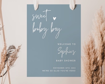 Blue Baby Shower Welcome Sign: Editable Template (Digital Download)
