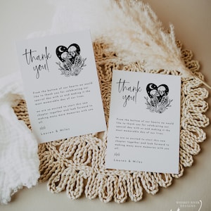 Gothic Hochzeit Dankeskarte, bearbeitbare Vorlage, druckbare Dankeskarten für die Hochzeit der Liebhaber, mit Templett bearbeiten, WR019