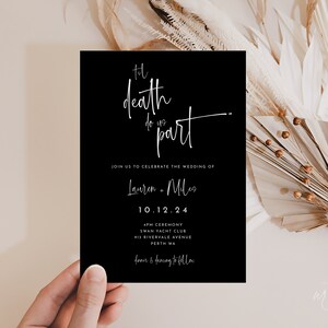 Gothic Wedding Invitation: The Lovers Tarot, Halloween Printable (Editable Template) image 4