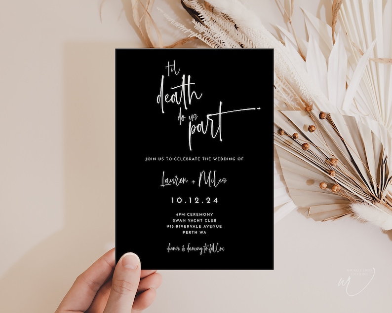 Gothic Wedding Invitation: The Lovers Tarot, Halloween Printable (Editable Template) image 4