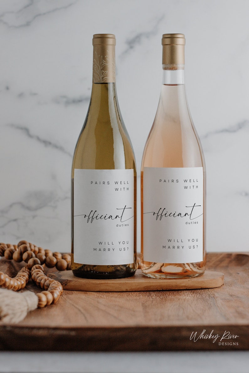 Wedding Officiant Wine Label, Editable Template, Pairs Well With Officiant Duties, Officiant