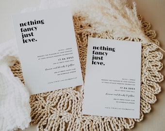 Intime Hochzeitseinladung, bearbeitbare Vorlage, nichts Besonderes, nur Liebe, Hochzeitseinladung zum Ausdrucken, Elopement, bearbeiten mit Templett, WR010
