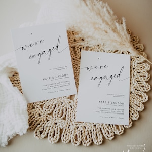 Minimalist Engagement Party Invite, Editable Template, Instant Download, We&#39;re Engaged Invitation, Modern Engagement Party Invite WR015