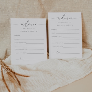 Minimalist Wedding Advice Card Template INSTANT DOWNLOAD Editable, Best ...