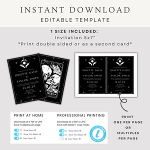 Invitación de boda de tarot gótico: Los amantes (plantilla editable) imagen 5