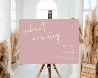 Minimalistische Hochzeit Willkommensschild Vorlage: Bearbeitbares Staubrosa (Digitaler Download)