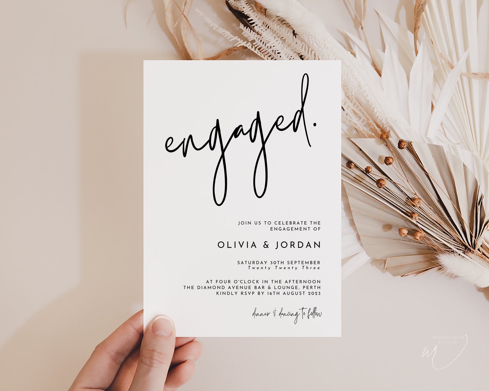 Engagement Script Modern Engagement Party Invitation: Minimalist Script (editable ...