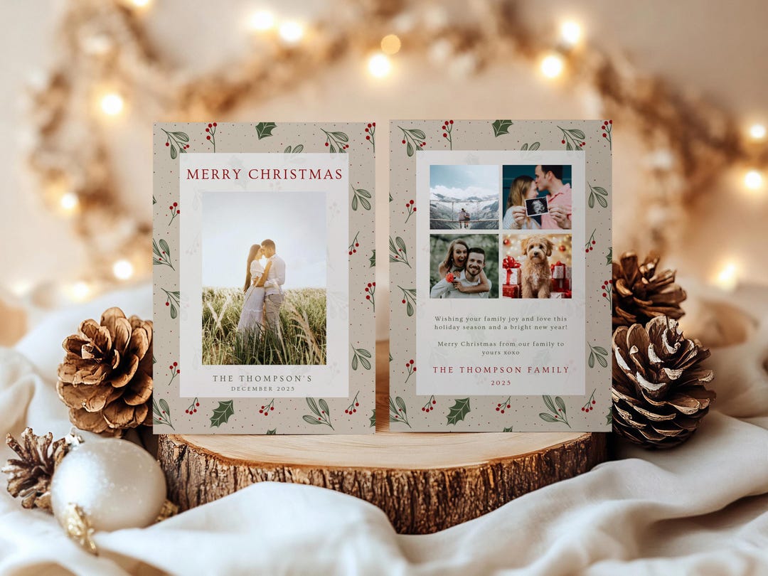 Editable Christmas Card Template, Holiday Photo Card (digital Download ...