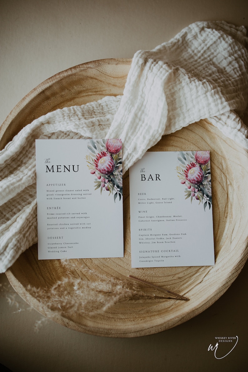 Boho Wedding Menu Template, Instant Download, Editable Template, Let's ...
