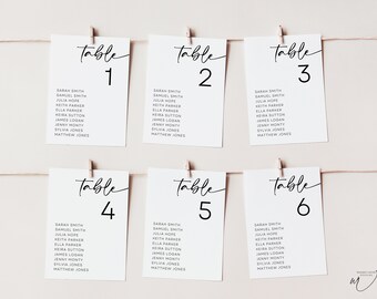 Minimalist Wedding Seating Chart Cards: Editable Template (Digital Download)